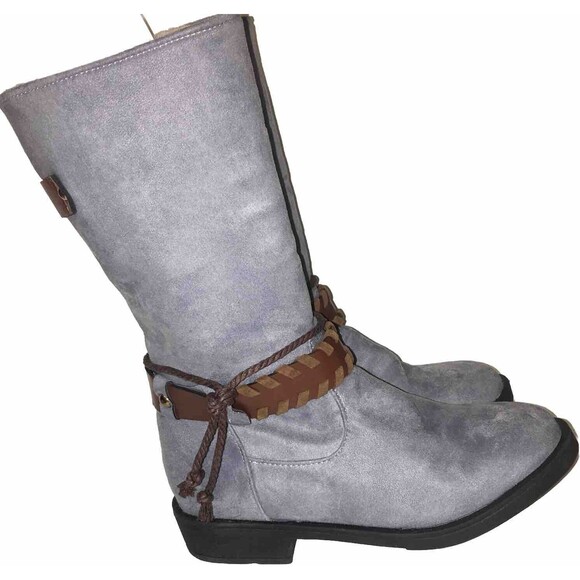 Ahongm Fashion Womens Lt Blue Faux Leather Cowgirl Boots Sz US 8.5 EU 39 Western - Picture 4 of 11